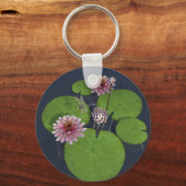 ピンクかわいらしのスイレンとトンボ キーホルダー (正面)