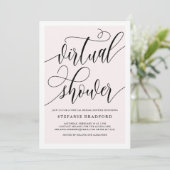 ピンクかわいらしのスクリプトの仮想シャワー |ブライダルシャワー 招待状 (スタンド正面)