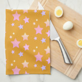 ピンクかわいらしのスターティータオル キッチンタオル (四つ折り)