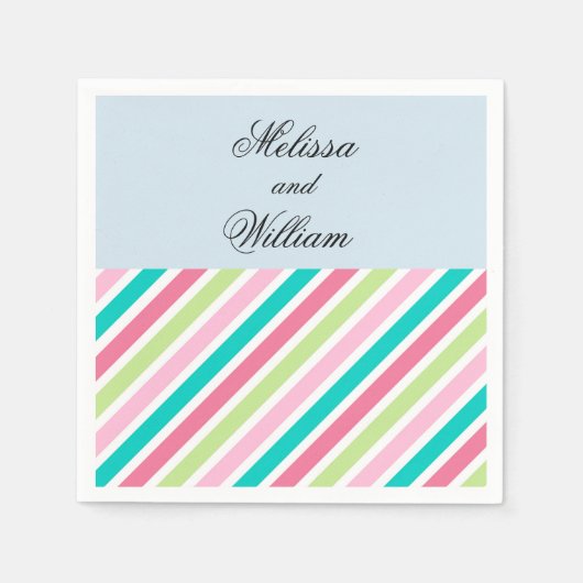 ピンクかわいらしのストライプ スタンダードカクテルナプキン (正面)