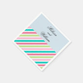 ピンクかわいらしのストライプ スタンダードカクテルナプキン (角)