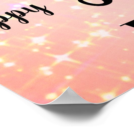 ピンクかわいらしのスパークル30th誕生日の名前 ポスター (角)