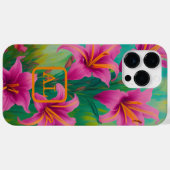 ピンクかわいらしのタイガーリリー油絵モノグラムの画 Case-Mate iPhoneケース (裏面 (横))