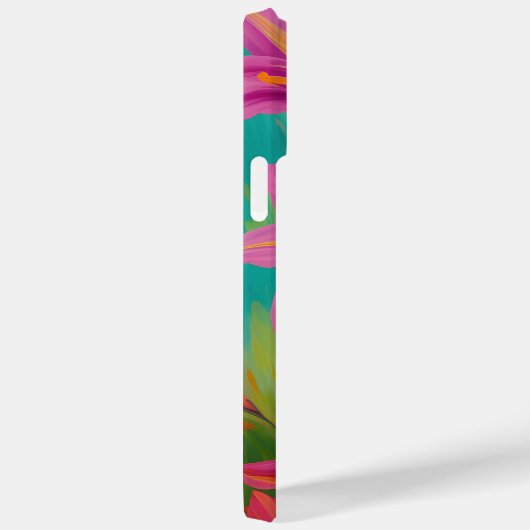 ピンクかわいらしのタイガーリリー油絵モノグラムの画 Case-Mate iPhoneケース (裏面 / 右)