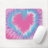 ピンクかわいらしのタイ染料ハートトート マウスパッド (マウス)