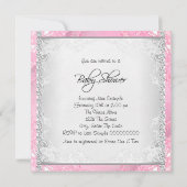 ピンクかわいらしのダイヤモンドと真珠の赤ちゃんシャワー 招待状 (裏面)