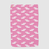 ピンクかわいらしのダシュント母ゴルファーのギフト ゴルフタオル (正面)