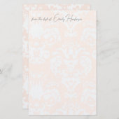 ピンクかわいらしのダマスクと暖かい 便箋 (正面/裏面)