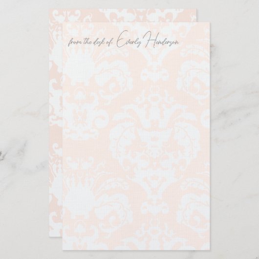 ピンクかわいらしのダマスクと暖かい 便箋 (正面/裏面)
