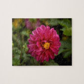 ピンクかわいらしのダリア花 ジグソーパズル (横)
