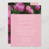 ピンクかわいらしのチューリップの花クリスチャンの結婚花 招待状 (正面/裏面)