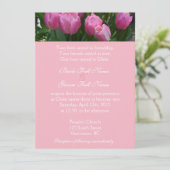 ピンクかわいらしのチューリップの花クリスチャンの結婚花 招待状 (スタンド正面)