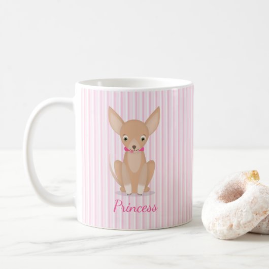 ピンクかわいらしのチワワで コーヒーマグカップ (ドーナツ)