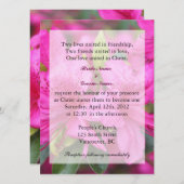 ピンクかわいらしのツツツジの花クリスチャンの結婚元気 招待状 (正面/裏面)