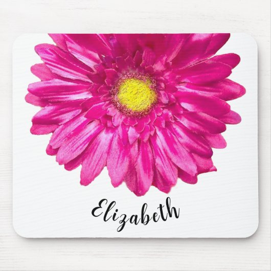 ピンクかわいらしのデイジー花名前をカスタムする マウスパッド (正面)