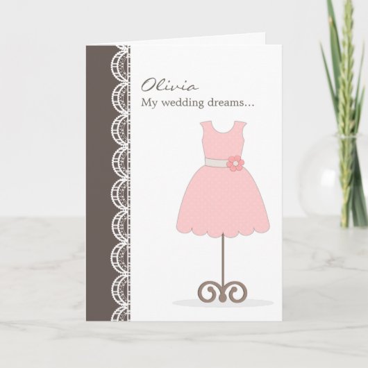 ピンクかわいらしのドレスは私の花の女の子？カード 招待状 (正面)