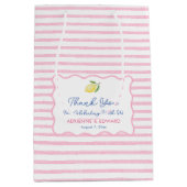 ピンクかわいらしのハンドドロー結婚ドレモン ミディアムペーパーバッグ (正面)