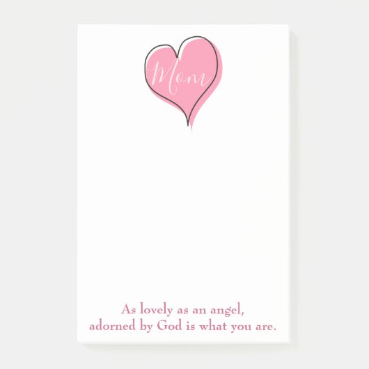 ピンクかわいらしのハートママ ポストイット (正面)