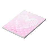 ピンクかわいらしのハート(背景がピンク) ノートパッド (回転)