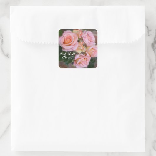 ピンクかわいらしのバラが元気になる スクエアシール (バッグ)