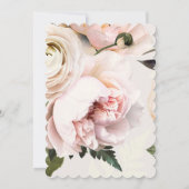 ピンクかわいらしのバラとシダと金ゴールド |洗礼 招待状 (裏面)