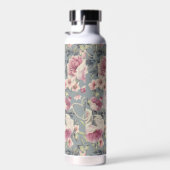 ピンクかわいらしのバラとパールハートモノグラム ウォーターボトル (右面)