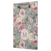 ピンクかわいらしのバラとパールハートモノグラム クリップボード (左)