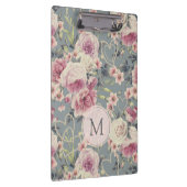 ピンクかわいらしのバラとパールハートモノグラム クリップボード (右)