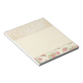 ピンクかわいらしのバラとレースベージュ ノートパッド (アングル)