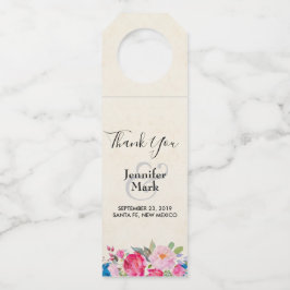 ピンクかわいらしのバラと牡丹縁どの結婚の感謝してい飾り ボトルネックタグ