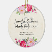 ピンクかわいらしのバラと牡丹縁どの結婚もの セラミックオーナメント (左)