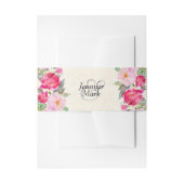 ピンクかわいらしのバラと牡丹縁どの結婚もの 招待状ベリーバンド (正面例)