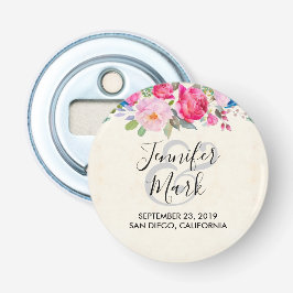 ピンクかわいらしのバラと牡丹縁どの結婚もの 栓抜き