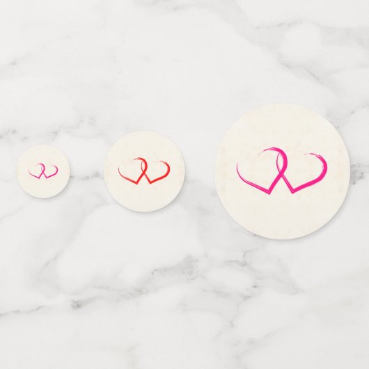 ピンクかわいらしのバラと牡丹縁どの結婚ハート コンフェッティ (裏面)