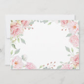 ピンクかわいらしのバラと金ゴールドクロス |写真バプテスマ 招待状 (裏面)