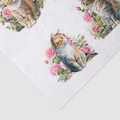 ピンクかわいらしのバラのベッドに猫たち 薄葉紙 (詳細)