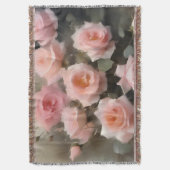 ピンクかわいらしのバラの水の色絵画色 スローブランケット (正面縦)