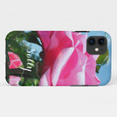 ピンクかわいらしのバラの花iPhoneケースと名前。 Case-Mate iPhoneケース (裏面(横))