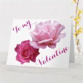 ピンクかわいらしのバラはバレンタイン愛の美しいフローラ カード (黄色い花)