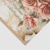 ピンクかわいらしのバラヴィンテージ楽譜シートphemera 薄葉紙 (詳細)