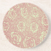 ピンクかわいらしのバラ模様 コースター (正面)