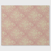 ピンクかわいらしのバラ模様 ラッピングペーパー (フラット)