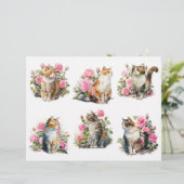 ピンクかわいらしのバラ畑に水色の猫たち (スタンド正面)