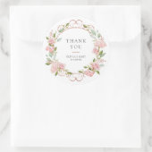 ピンクかわいらしのバラ赤ちゃんシャワーまたはバプテスマありがとう ラウンドシール (バッグ)