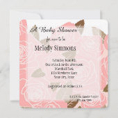 ピンクかわいらしのバラ赤ちゃんシャワー 招待状 (裏面)