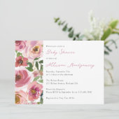 ピンクかわいらしのバラ赤ちゃんシャワー 招待状 (スタンド正面)