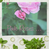 ピンクかわいらしのバラ キッチンタオル (折り畳み)