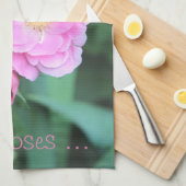 ピンクかわいらしのバラ キッチンタオル (四つ折り)