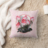 ピンクかわいらしのバラ クッション (ブランケット)