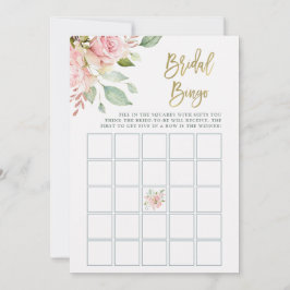 ピンクかわいらしのバラ |ブライダルシャワービンゴゲームカード アドバイスカード